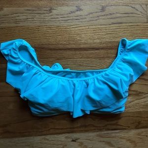 Light blue off the shoulder swim suit top